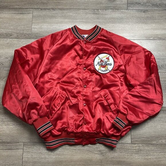 Vintage Toledo Mud Hens Varsity Jacket Mens XL Dunbrooke Pla-Jac Made In USA Red - Picture 1 of 8